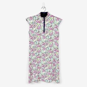 SanSoleil SolStyle Cool Zip Mock Dress Size S Floral Sun Protection Sport Tennis